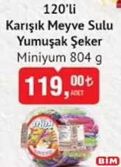 MİNİYUM 120'Lİ KARIŞIK MEYVE SULU YUMUŞAK ŞEKER 804 G